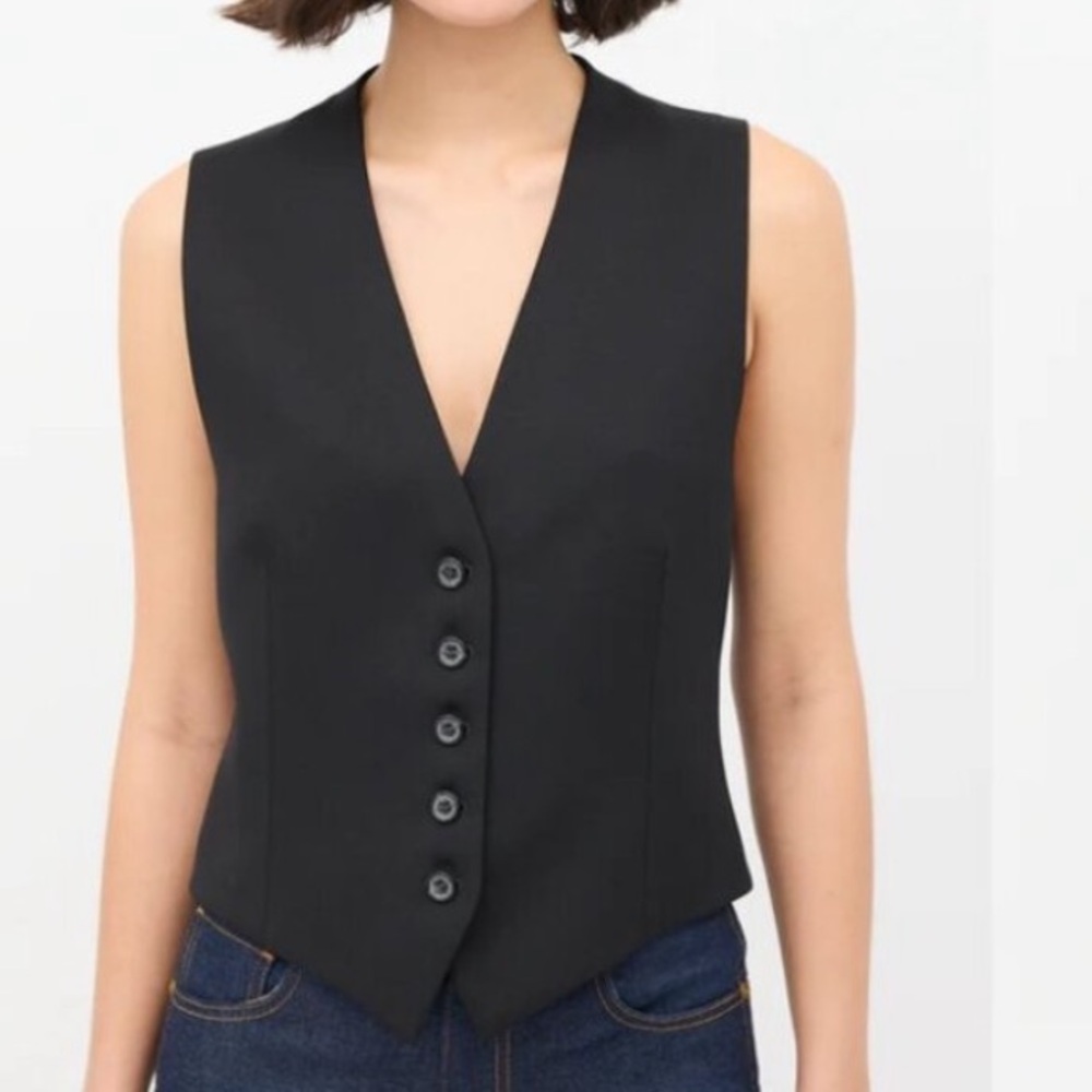 Nili Lotan Black Virgin
Wool Button-Up Vest